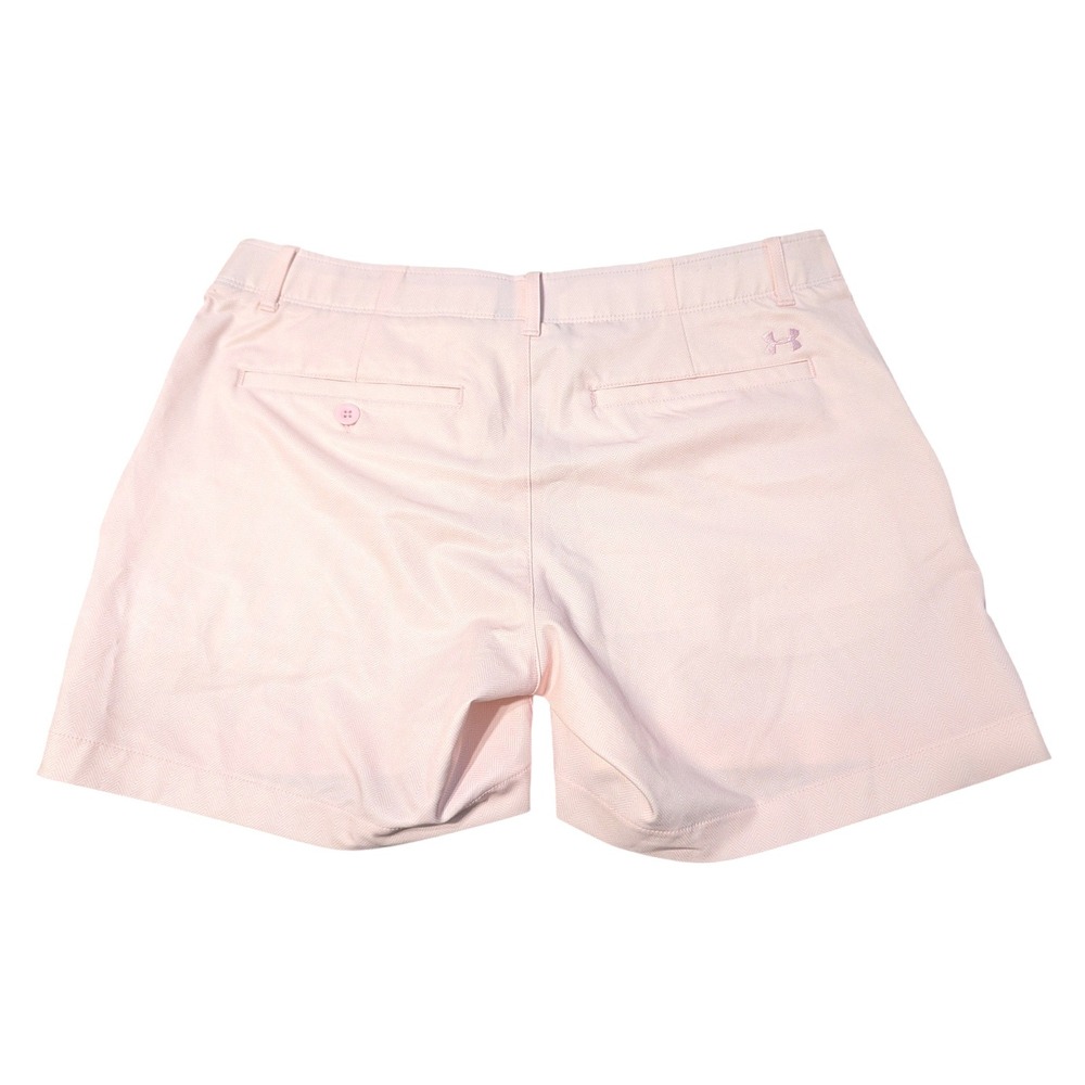 Under Armour HeatGear Womens 12 Golf Shorts Pink Herringbone Fitted 4-Pocket - Picture 2 of 9